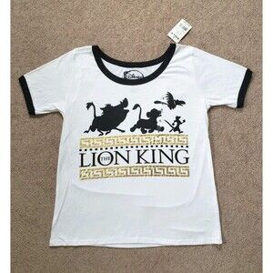 Disney Parks Nwt The Lion King Graphic Women's Ringer T-shirt White/Black Size L